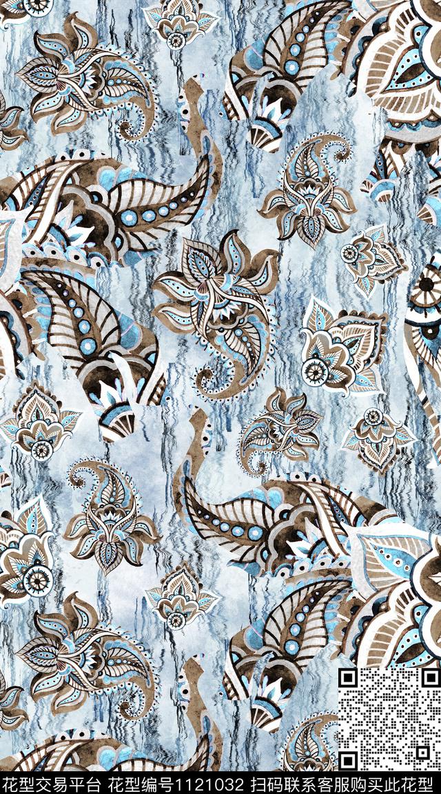 抽象佩斯利数码华亿平台数码印花华亿平台下载（图片编号: 1121032） - 瓦栏（Walan）