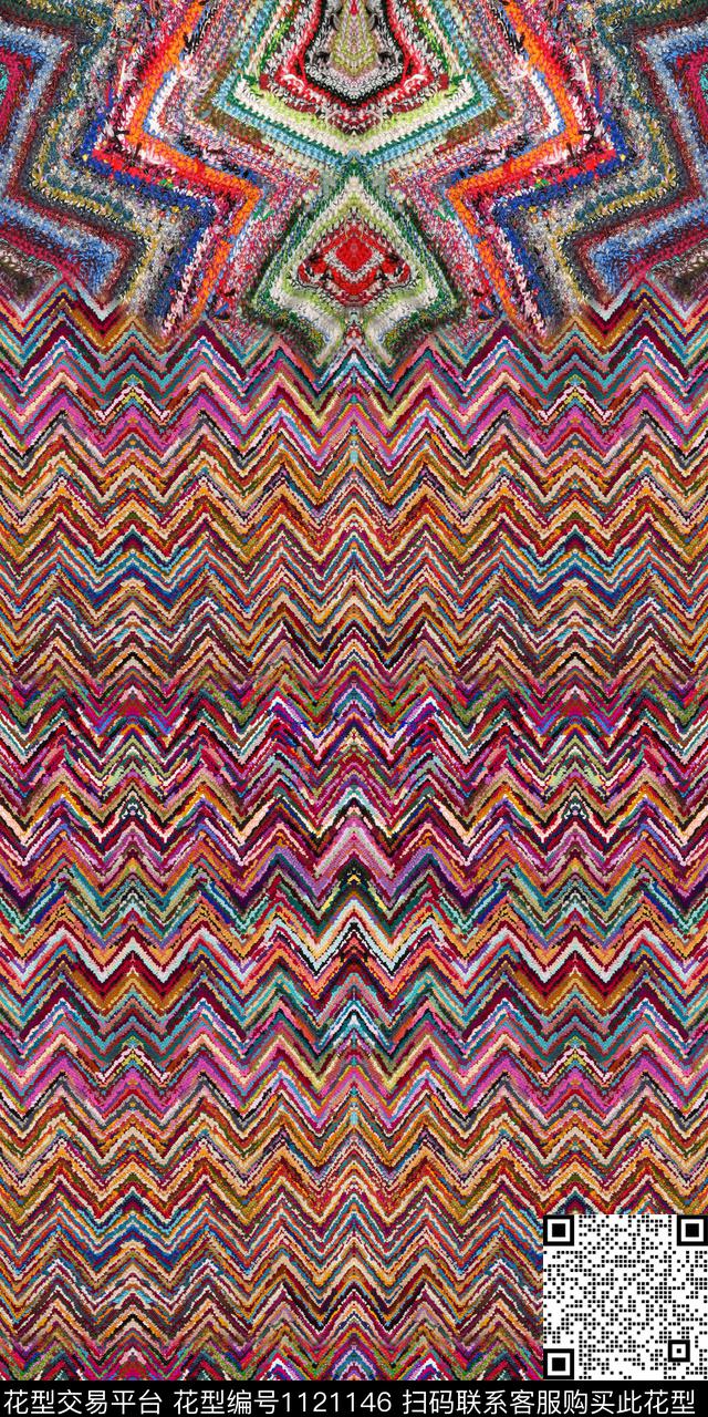 条纹民族风几何数码印花华亿平台下载（图片编号: 1121146） - 瓦栏（Walan）