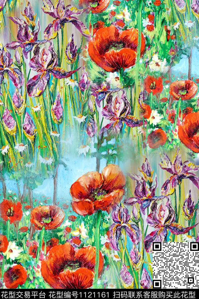 花卉罂粟花油画华亿平台数码印花华亿平台下载（图片编号: 1121161） - 瓦栏（Walan）