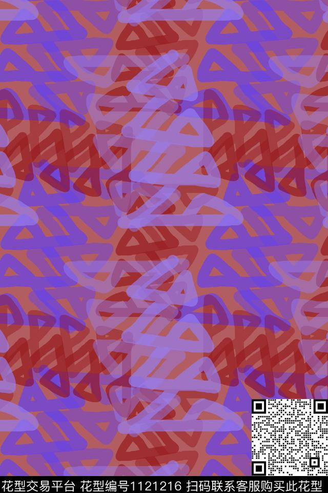 手绘线条笔触数码印花华亿平台下载（图片编号: 1121216） - 瓦栏（Walan）