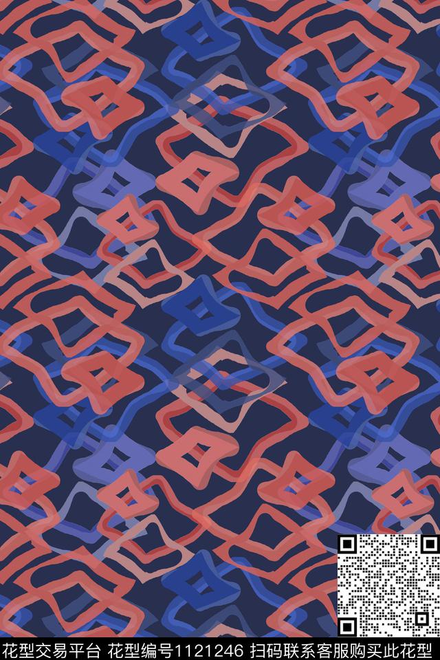 几何精致几何菱形条纹传统印花华亿平台下载（图片编号: 1121246） - 瓦栏（Walan）