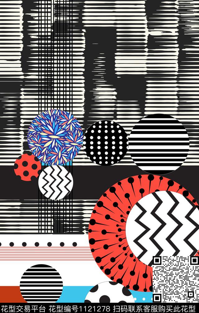 深圳几何清爽数码印花华亿平台下载（图片编号: 1121278） - 瓦栏（Walan）