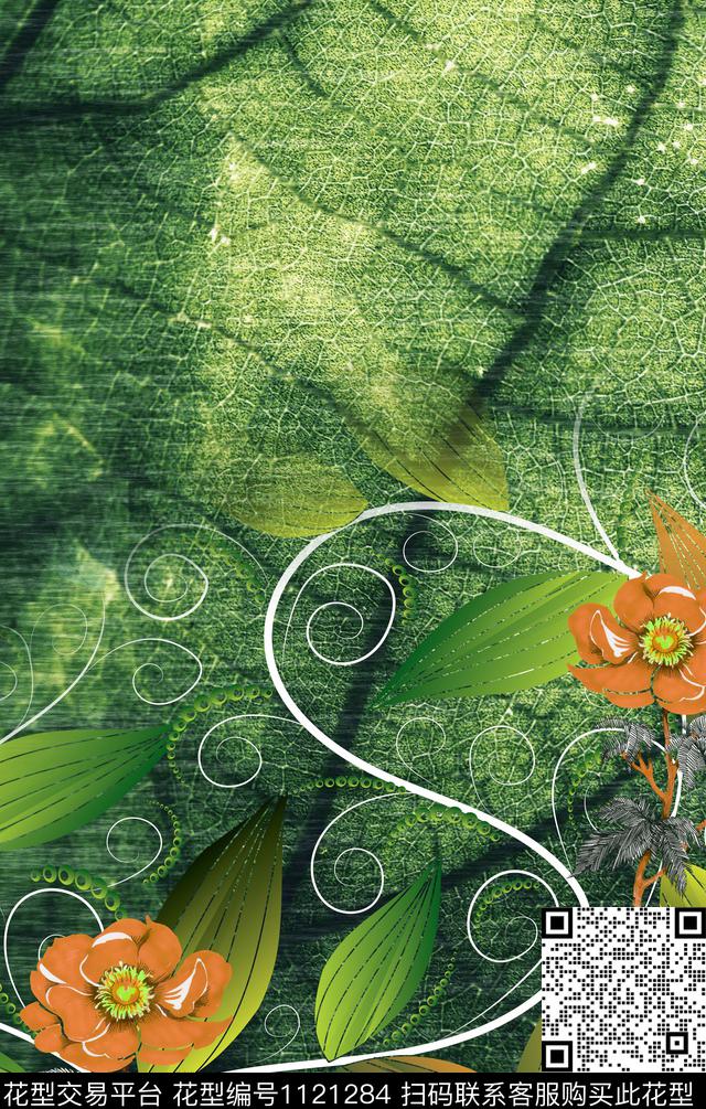 花卉手绘定位花数码印花华亿平台下载（图片编号: 1121284） - 瓦栏（Walan）