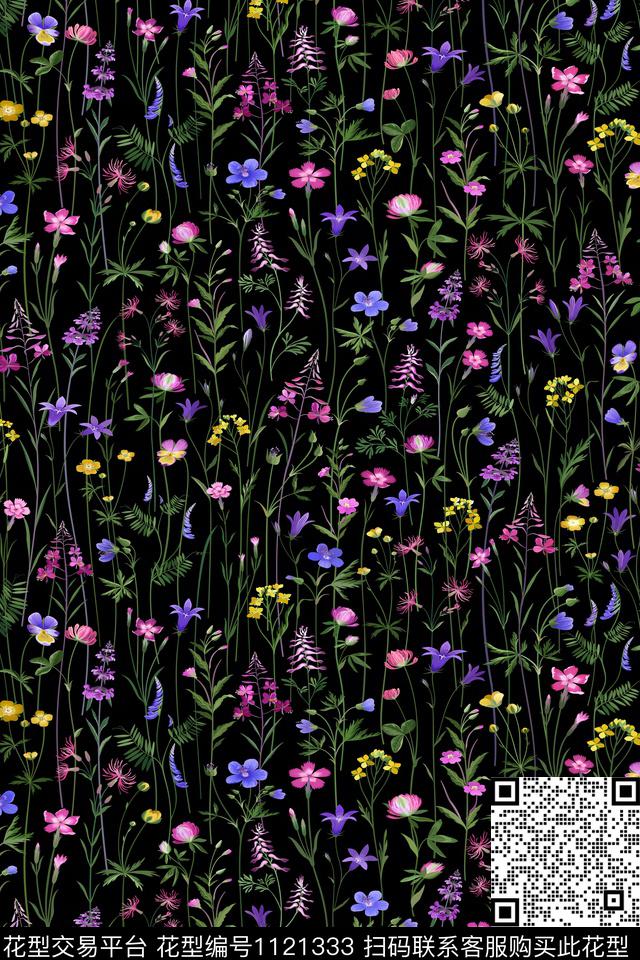 休闲花卉小碎花数码印花华亿平台下载（图片编号: 1121333） - 瓦栏（Walan）