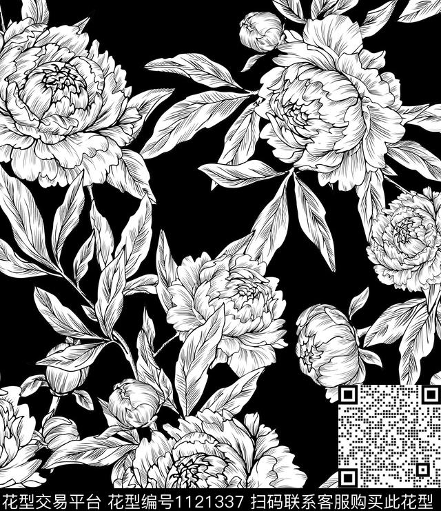 复古休闲花卉传统印花华亿平台下载（图片编号: 1121337） - 瓦栏（Walan）