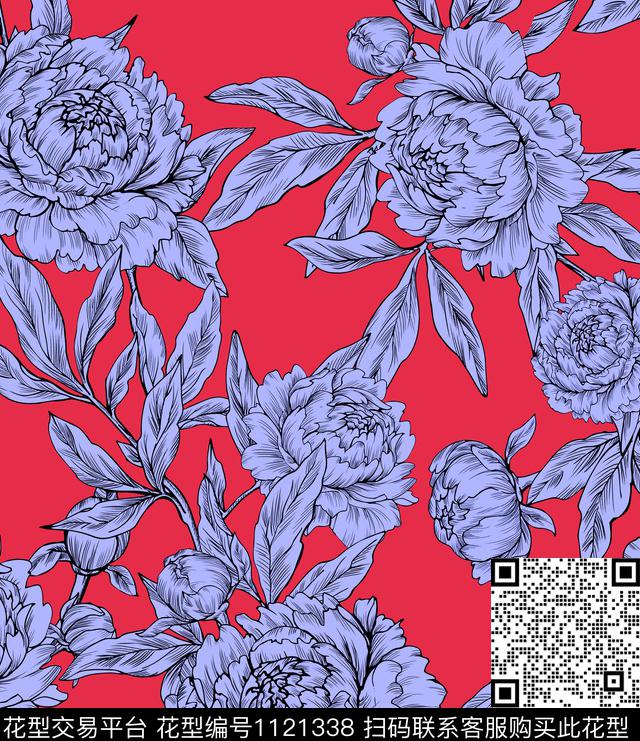 复古休闲花卉传统印花华亿平台下载（图片编号: 1121338） - 瓦栏（Walan）