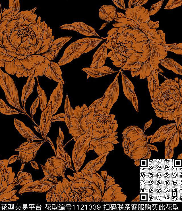 复古休闲花卉传统印花华亿平台下载（图片编号: 1121339） - 瓦栏（Walan）