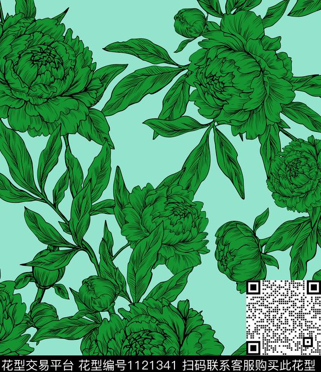 复古休闲花卉传统印花华亿平台下载（图片编号: 1121341） - 瓦栏（Walan）