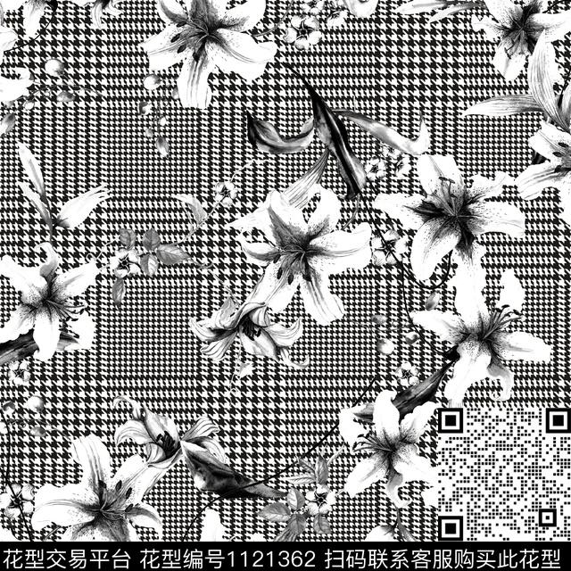 休闲花卉格子数码印花华亿平台下载（图片编号: 1121362） - 瓦栏（Walan）