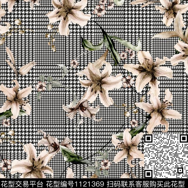 休闲花卉格子数码印花华亿平台下载（图片编号: 1121369） - 瓦栏（Walan）