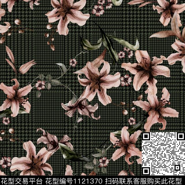休闲花卉格子数码印花华亿平台下载（图片编号: 1121370） - 瓦栏（Walan）