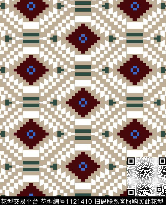 复古抽象几何传统印花华亿平台下载（图片编号: 1121410） - 瓦栏（Walan）