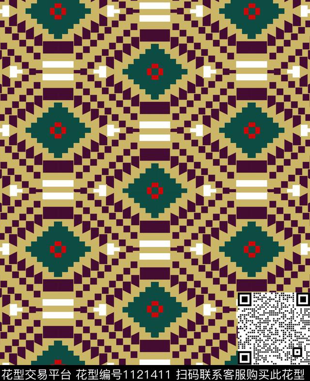 复古抽象几何传统印花华亿平台下载（图片编号: 1121411） - 瓦栏（Walan）
