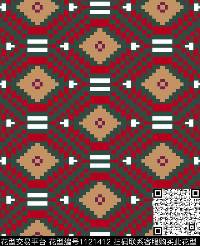 复古抽象几何传统印花华亿平台下载（图片编号: 1121412） - 瓦栏（Walan）
