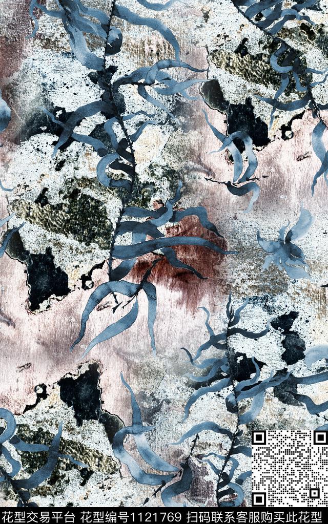 中国风花卉素雅数码印花华亿平台下载（图片编号: 1121769） - 瓦栏（Walan）