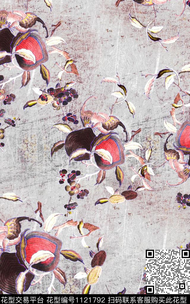 绣花华亿平台中国风延禧宫略数码印花华亿平台下载（图片编号: 1121792） - 瓦栏（Walan）