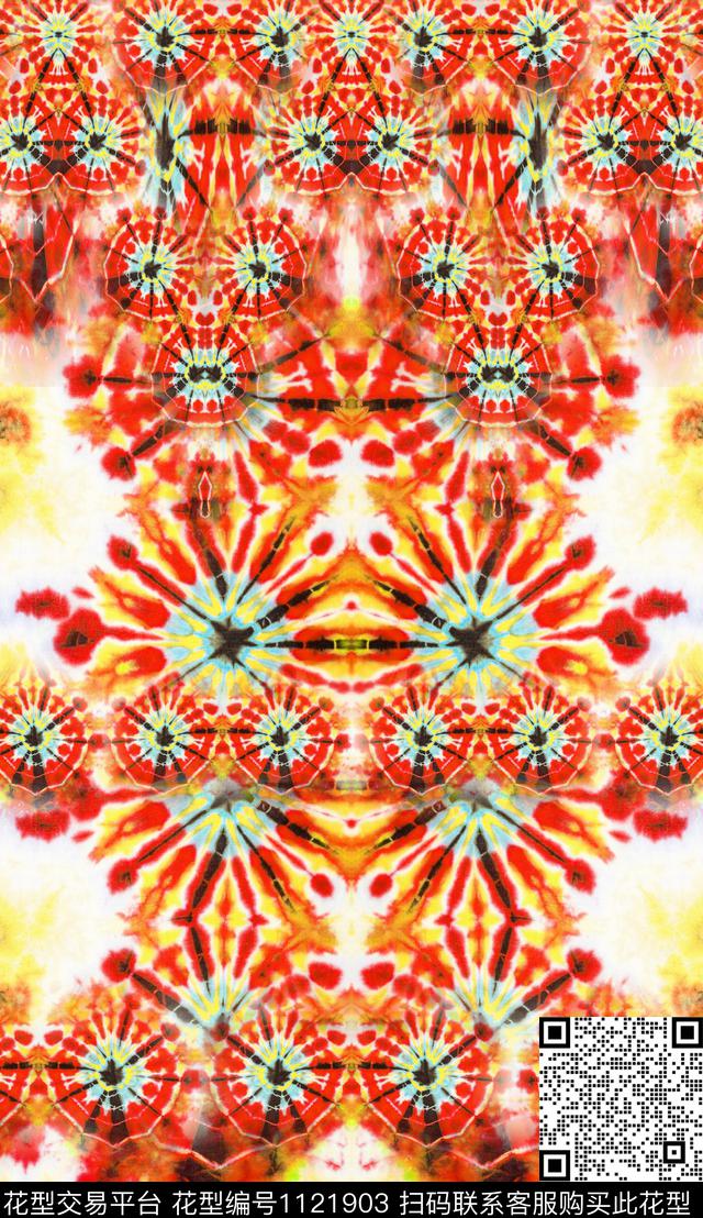 抽象中老年扎染华亿平台数码印花华亿平台下载（图片编号: 1121903） - 瓦栏（Walan）