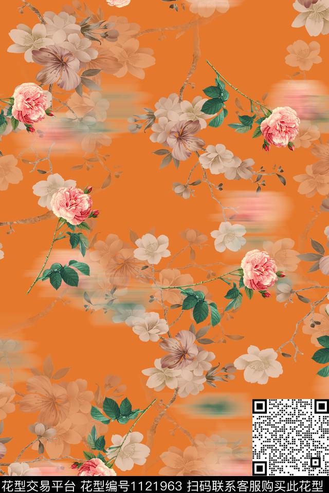 数码华亿平台花卉满版散花数码印花华亿平台下载（图片编号: 1121963） - 瓦栏（Walan）
