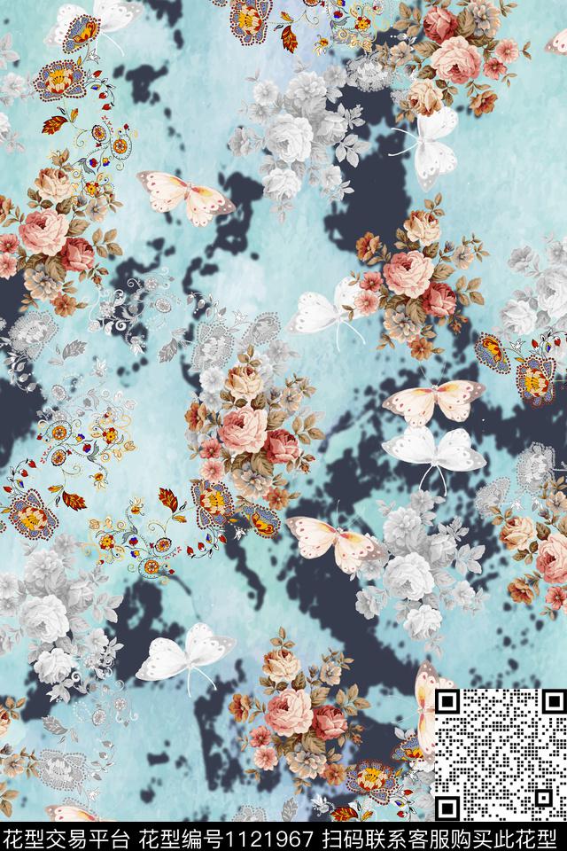 数码华亿平台花卉满版散花数码印花华亿平台下载（图片编号: 1121967） - 瓦栏（Walan）