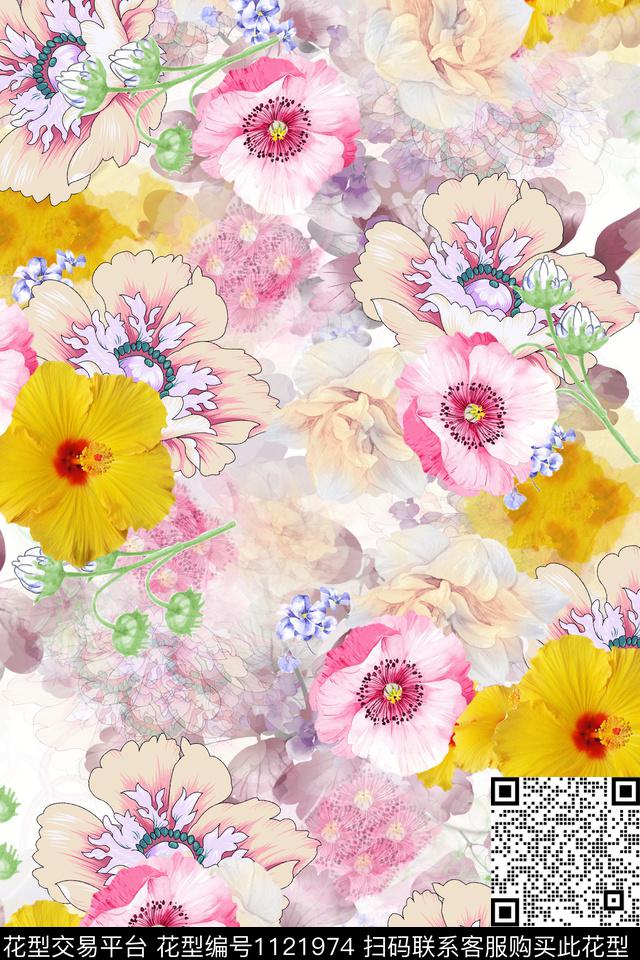 数码华亿平台花卉满版散花数码印花华亿平台下载（图片编号: 1121974） - 瓦栏（Walan）
