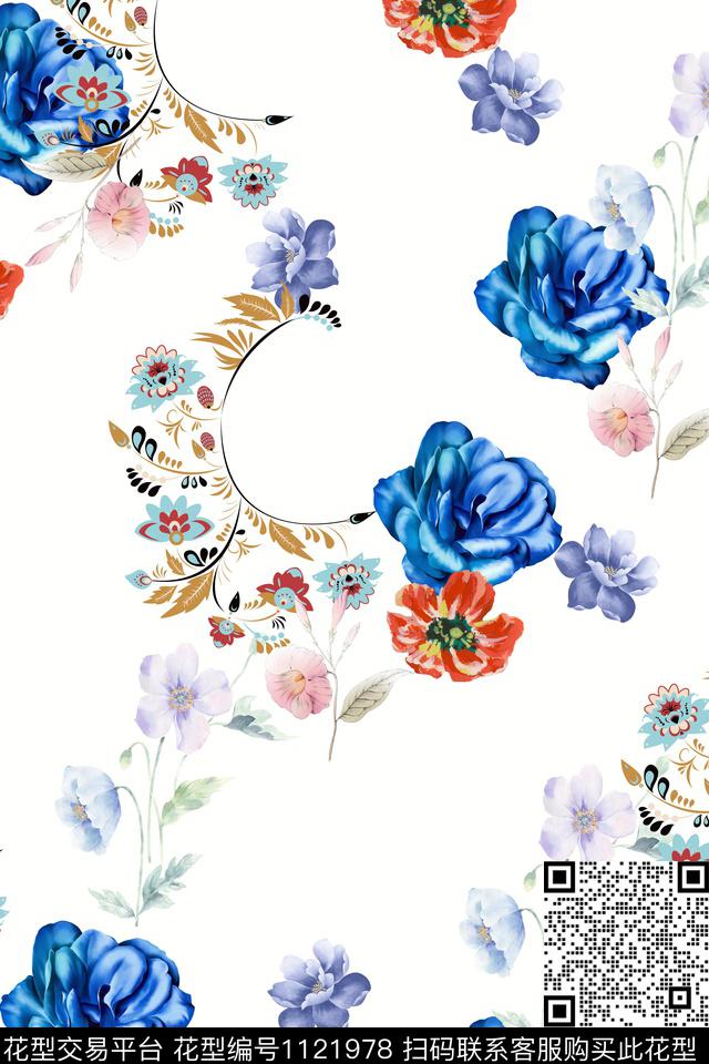 数码华亿平台满版散花小碎花数码印花华亿平台下载（图片编号: 1121978） - 瓦栏（Walan）