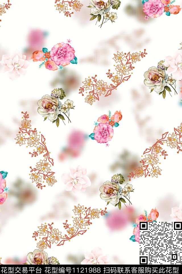 数码华亿平台满版散花小碎花数码印花华亿平台下载（图片编号: 1121988） - 瓦栏（Walan）