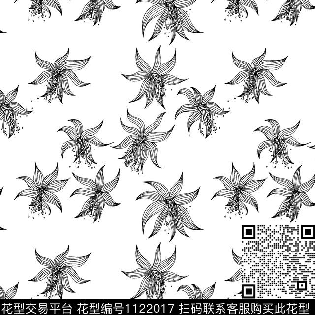 线条花卉绿植树叶传统印花华亿平台下载（图片编号: 1122017） - 瓦栏（Walan）