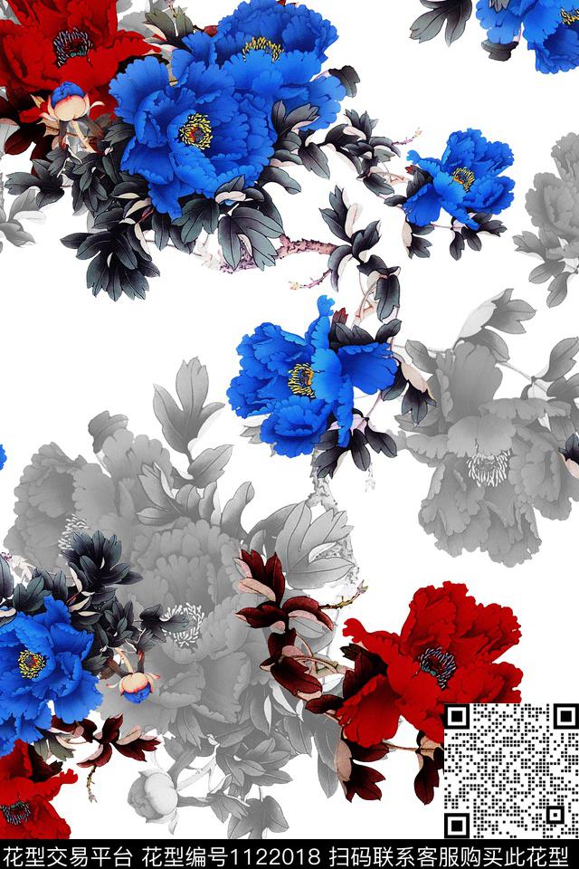 数码华亿平台花卉大牌风数码印花华亿平台下载（图片编号: 1122018） - 瓦栏（Walan）