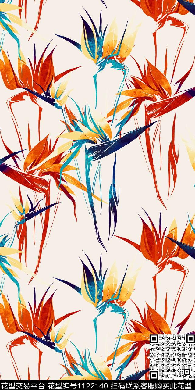 数码华亿平台花卉大牌风数码印花华亿平台下载（图片编号: 1122140） - 瓦栏（Walan）