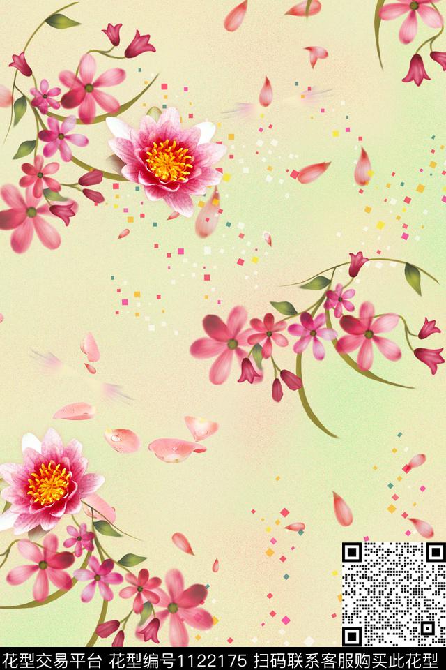 女装手绘花卉民族风数码印花华亿平台下载（图片编号: 1122175） - 瓦栏（Walan）