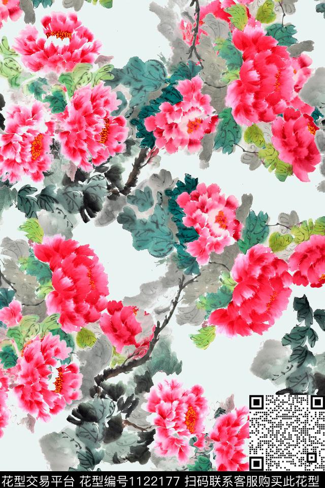 女装手绘花卉民族风数码印花华亿平台下载（图片编号: 1122177） - 瓦栏（Walan）