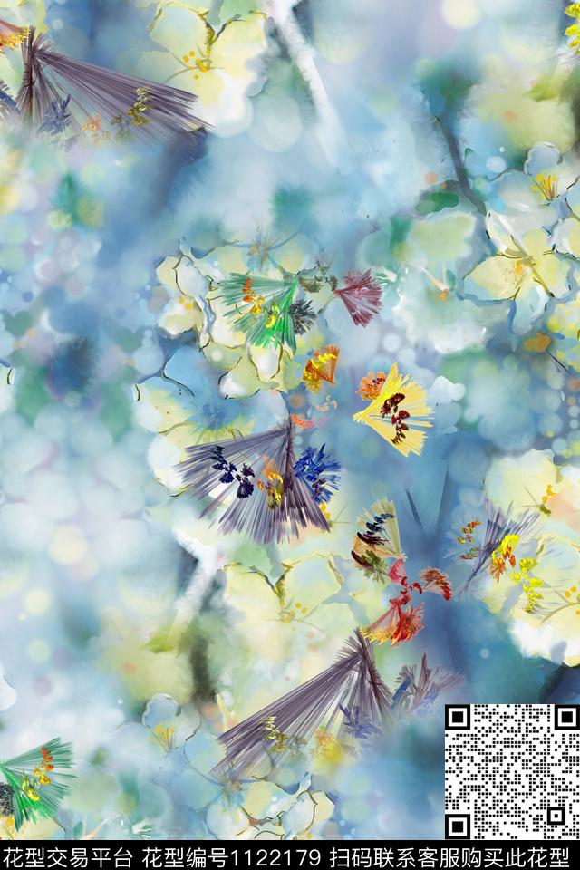 女装手绘花卉民族风数码印花华亿平台下载（图片编号: 1122179） - 瓦栏（Walan）