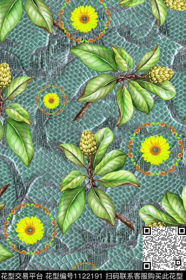 数码华亿平台花卉大牌风数码印花华亿平台下载（图片编号: 1122191） - 瓦栏（Walan）