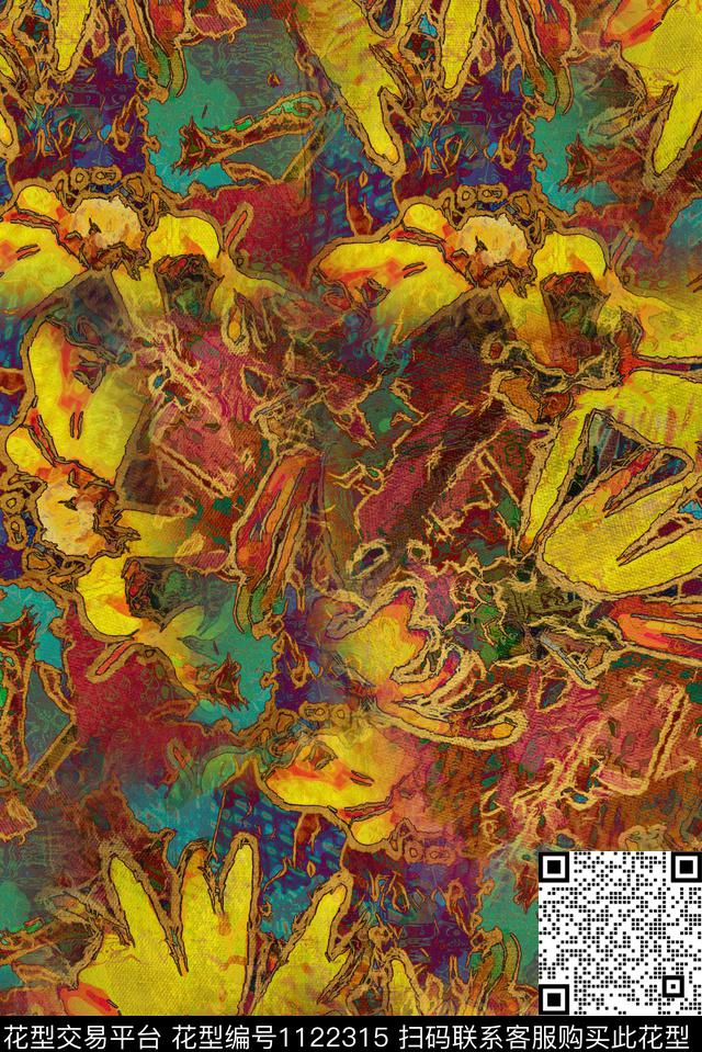 复古数码华亿平台花卉数码印花华亿平台下载（图片编号: 1122315） - 瓦栏（Walan）