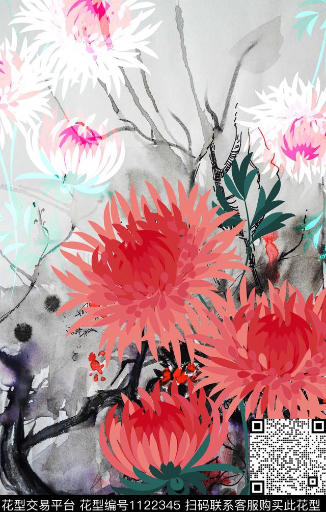 数码华亿平台波西米亚定位花数码印花华亿平台下载（图片编号: 1122345） - 瓦栏（Walan）