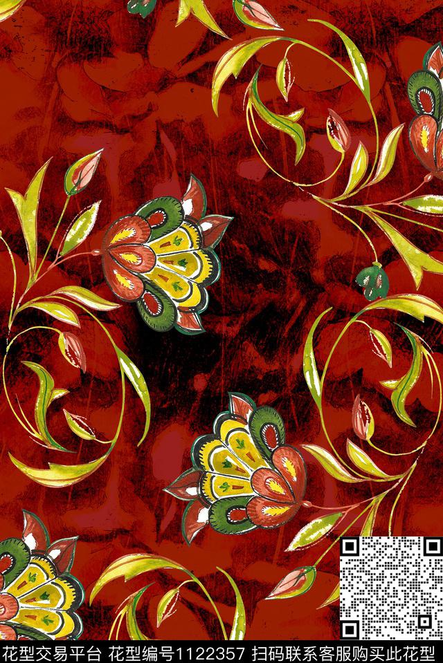 简约数码华亿平台花卉数码印花华亿平台下载（图片编号: 1122357） - 瓦栏（Walan）
