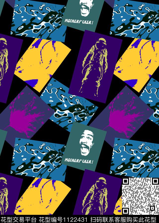 人物几何潮牌传统印花华亿平台下载（图片编号: 1122431） - 瓦栏（Walan）