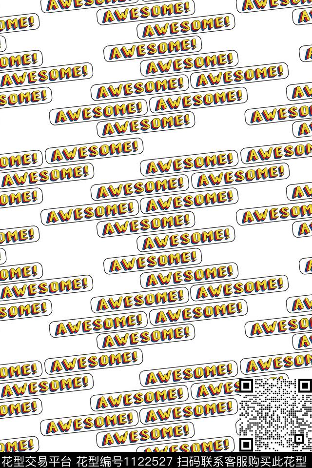 字母少女活力数码印花华亿平台下载（图片编号: 1122527） - 瓦栏（Walan）