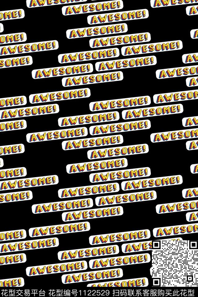 字母少女活力数码印花华亿平台下载（图片编号: 1122529） - 瓦栏（Walan）