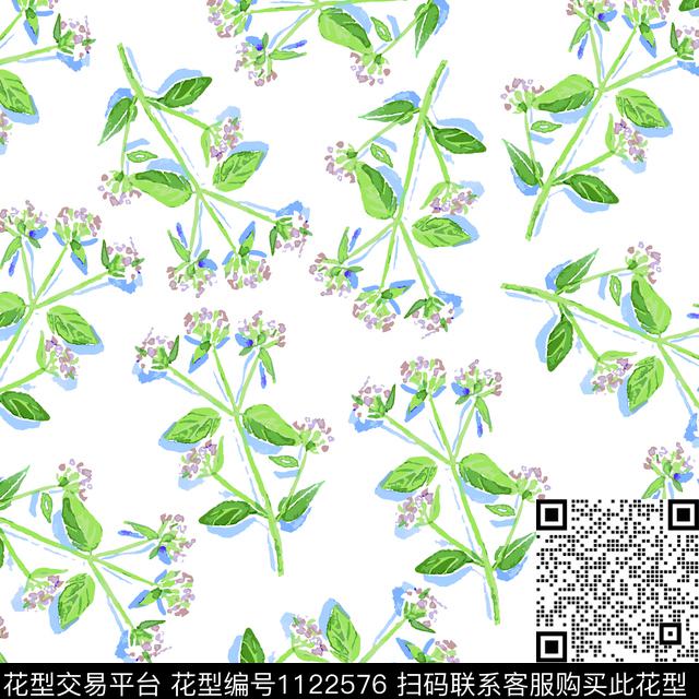 手绘花卉植物艺术传统印花华亿平台下载（图片编号: 1122576） - 瓦栏（Walan）