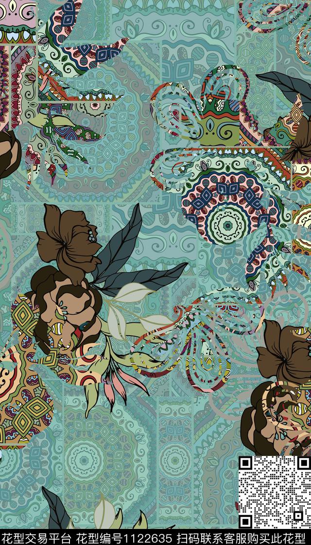 花卉女装满版散花数码印花华亿平台下载（图片编号: 1122635） - 瓦栏（Walan）