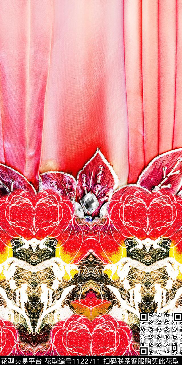 花卉大花中老年数码印花华亿平台下载（图片编号: 1122711） - 瓦栏（Walan）