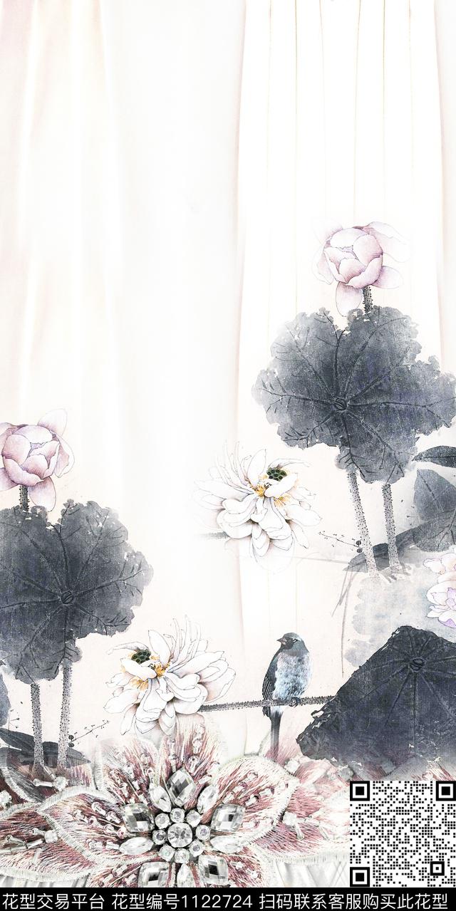花卉大花中老年数码印花华亿平台下载（图片编号: 1122724） - 瓦栏（Walan）