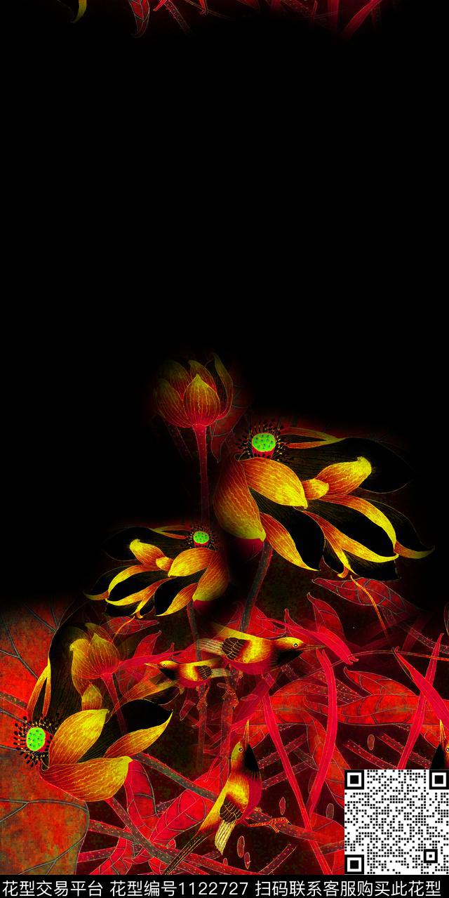 花卉大花中老年数码印花华亿平台下载（图片编号: 1122727） - 瓦栏（Walan）