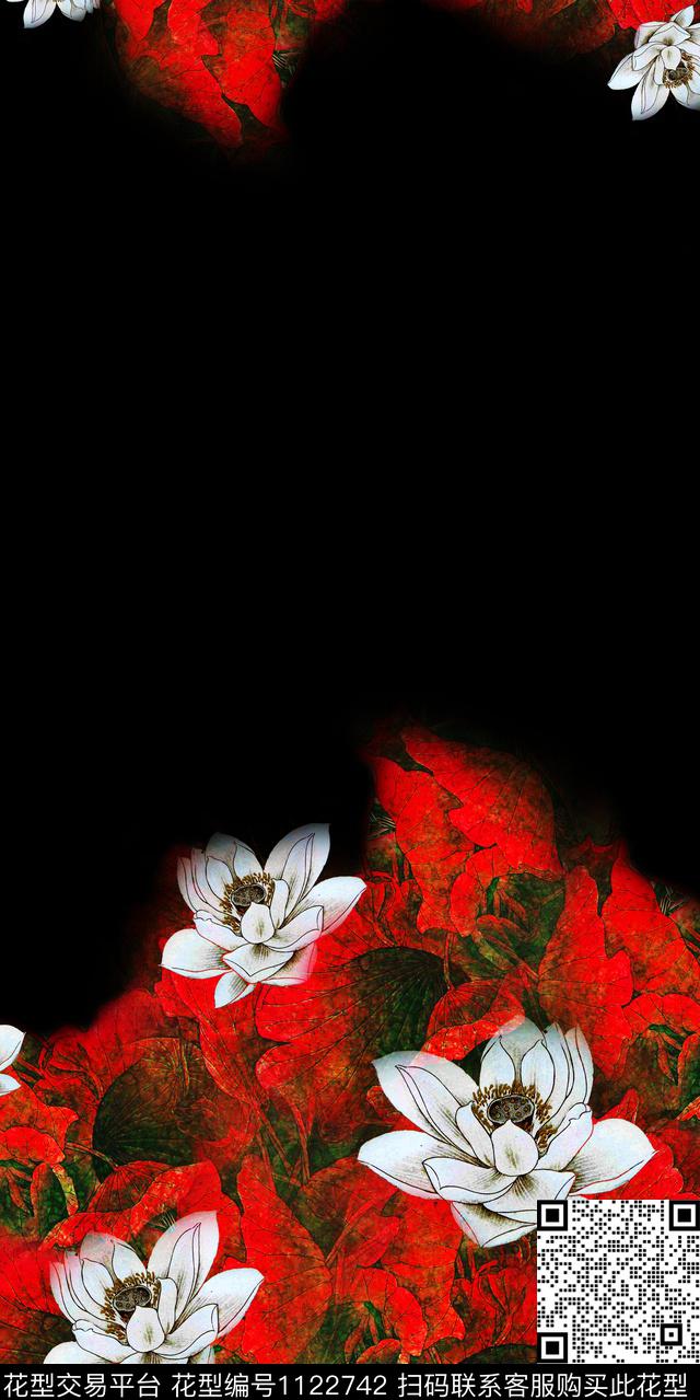 花卉大花中老年数码印花华亿平台下载（图片编号: 1122742） - 瓦栏（Walan）