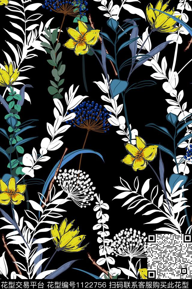 纹理手绘异域风情数码印花华亿平台下载（图片编号: 1122756） - 瓦栏（Walan）