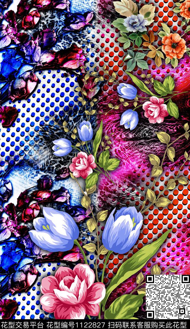 复古民族风定位花数码印花华亿平台下载（图片编号: 1122827） - 瓦栏（Walan）