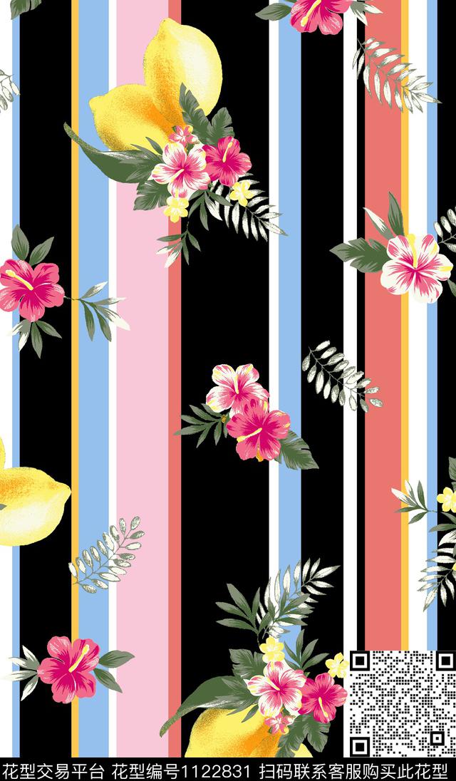 柠檬花卉满版散花传统印花华亿平台下载（图片编号: 1122831） - 瓦栏（Walan）