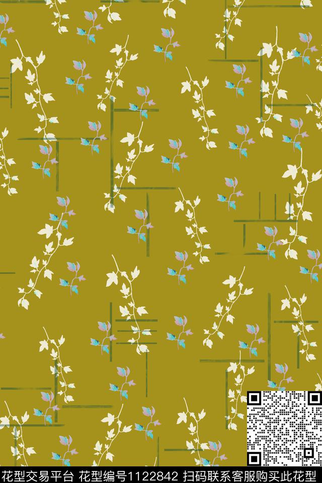 奢华花卉几何数码印花华亿平台下载（图片编号: 1122842） - 瓦栏（Walan）