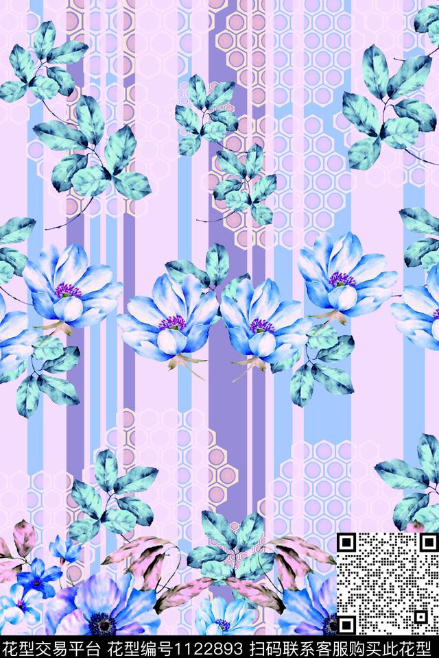 花卉春夏华亿平台大牌风数码印花华亿平台下载（图片编号: 1122893） - 瓦栏（Walan）